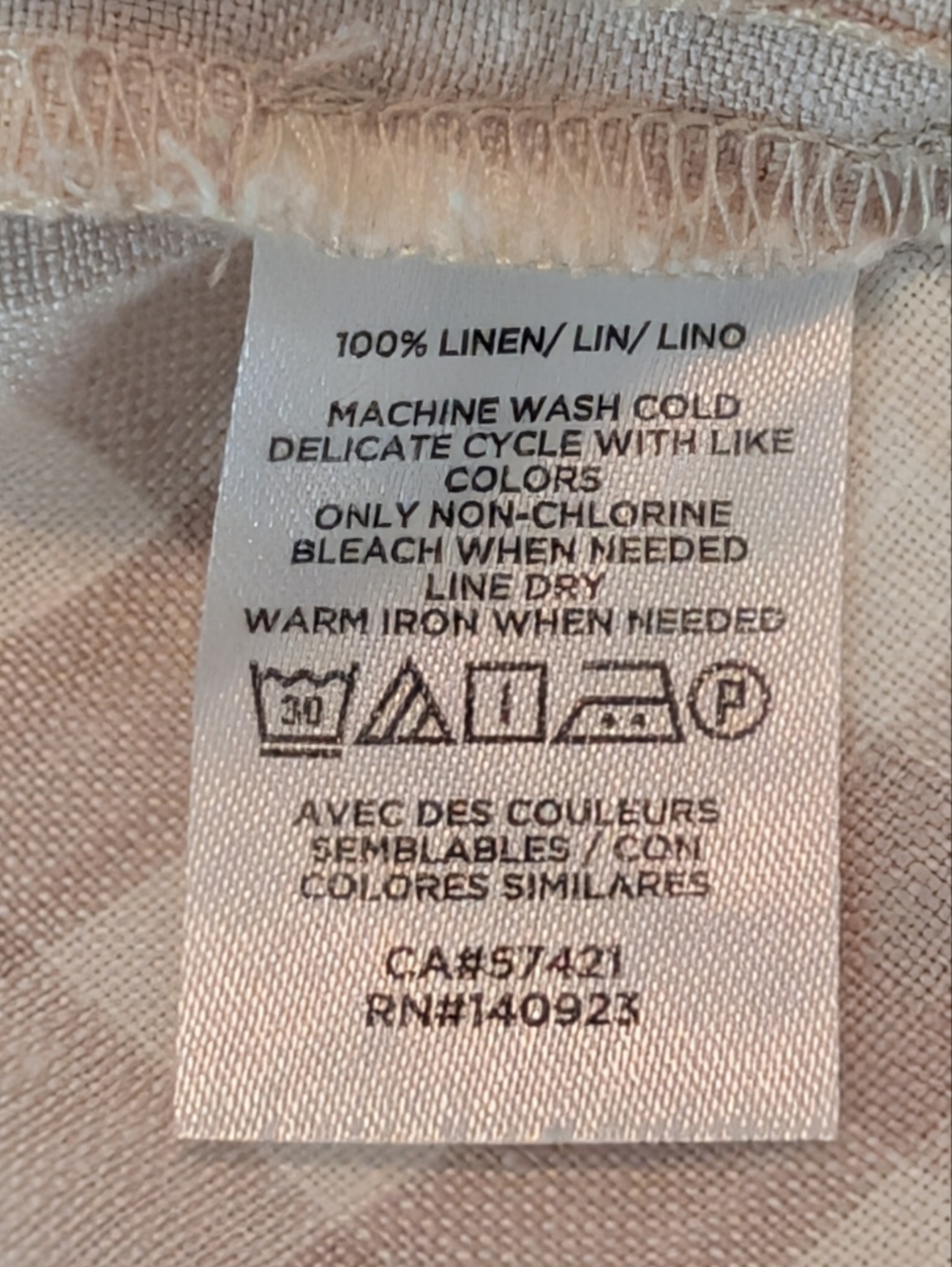 Lou & Grey Gingham Linen Shift Dress Cap Sleeves Casual Summer Cream Brown Small - Picture 12 of 13